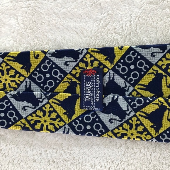 Kings Lynn Taurus Zodiac Men's Tie blue / green - Picture 4 of 7